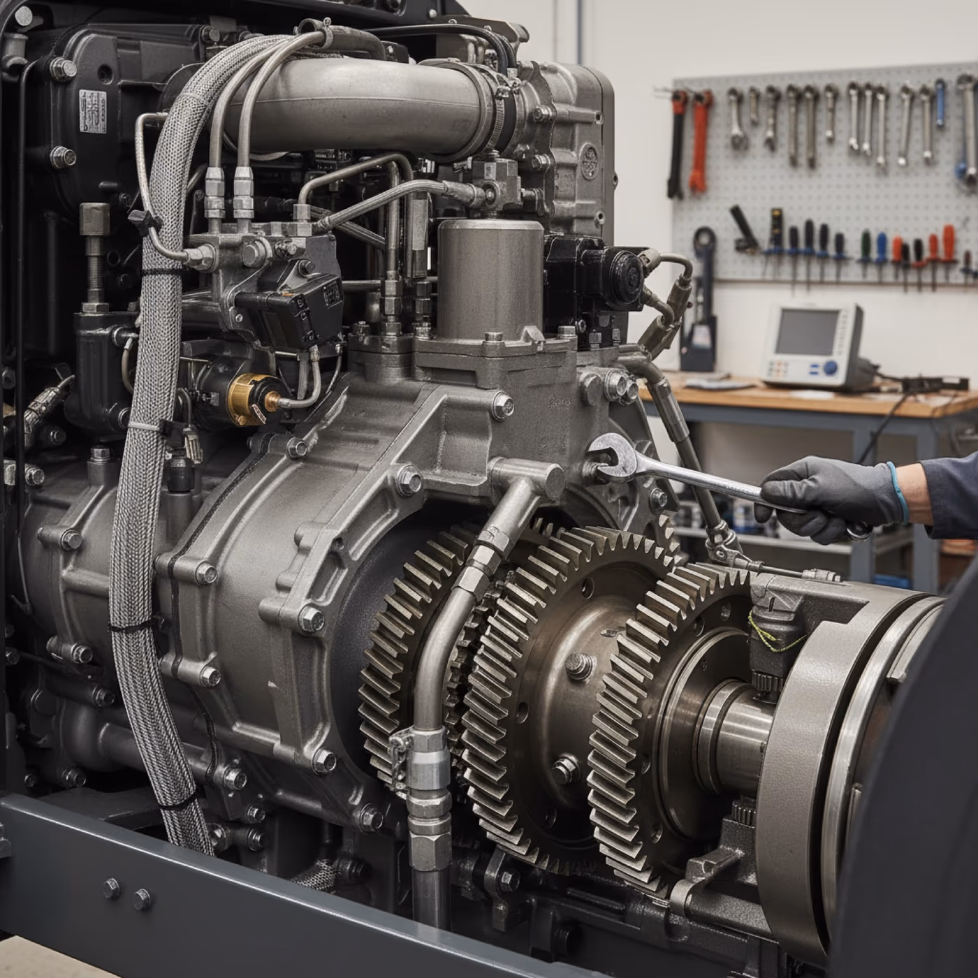 Detailaufnahme einer Landmaschine bei der technischen Begutachtung